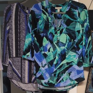 Bundle of 2 Dana Buchman Blue Green And Blue Gray Tunic Tops